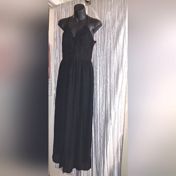 Lace front maxi dress sheer slits to knee sundress New with tags medium - Picture 3 of 16